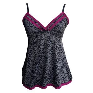 Black and pink leopard print cami top sz XS grunge